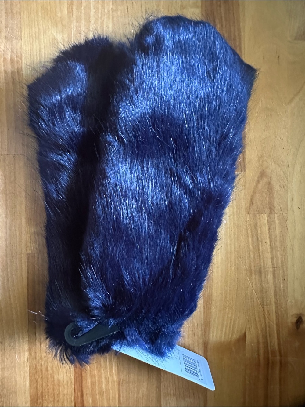 Laundry By Shelli Segal Dark Blue Plush Faux Fur Convertible Fingerless Gloves